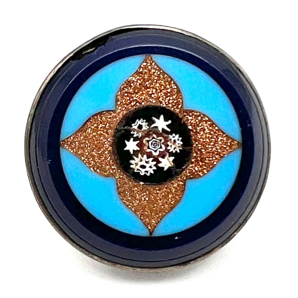 Unusual Italian micro mosaic flower button. 