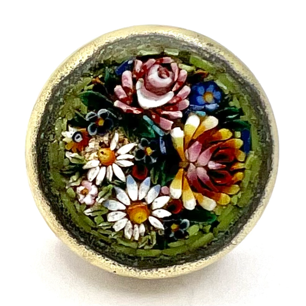 Italian mosaic flowers button. 