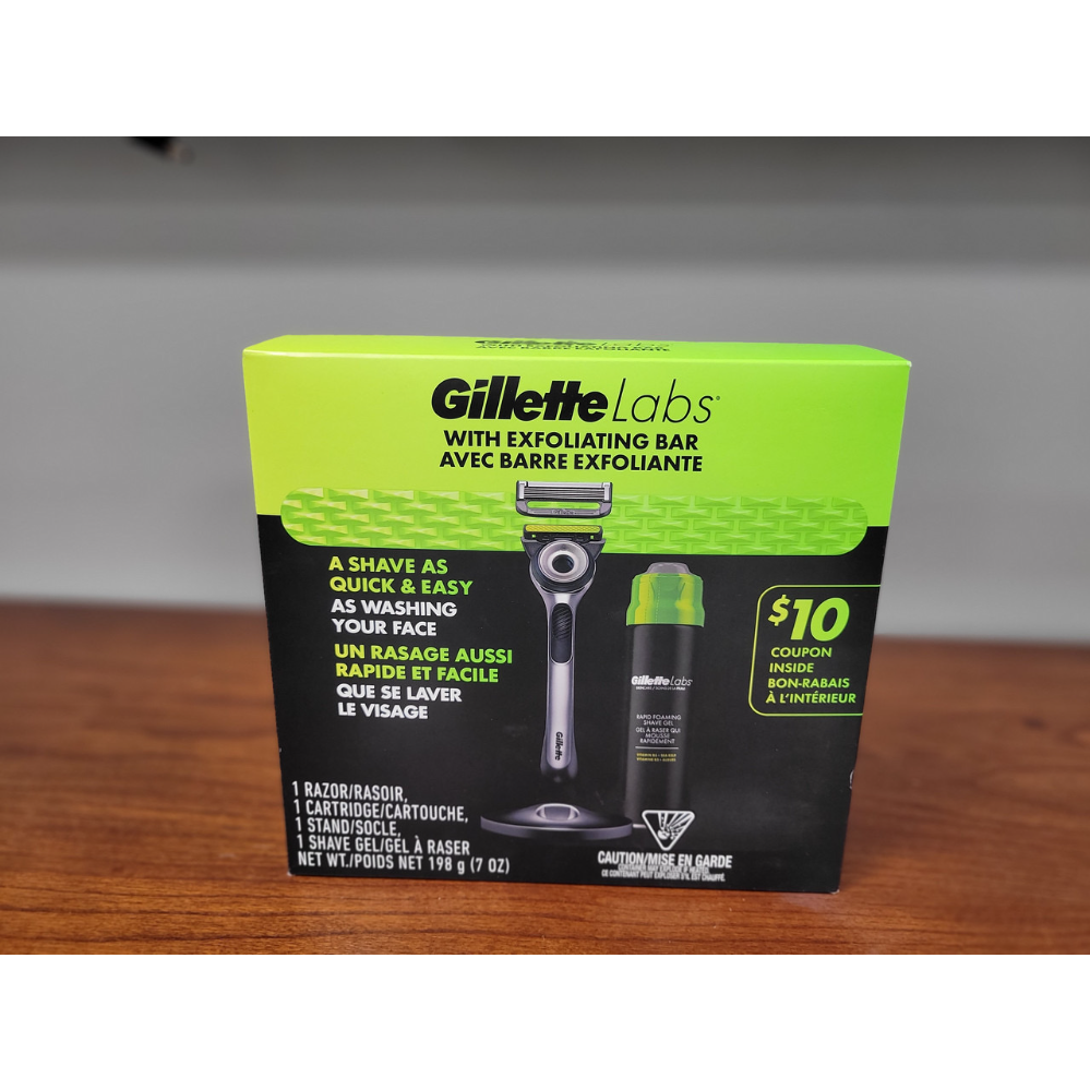 GilletteLabs with Exfoliating Bar by Gillette Razor for Men - 1 Handle, 1 Razor Blade Refill, Includes Premium Magnetic Stand & Gillette rapid foaming shave gel
