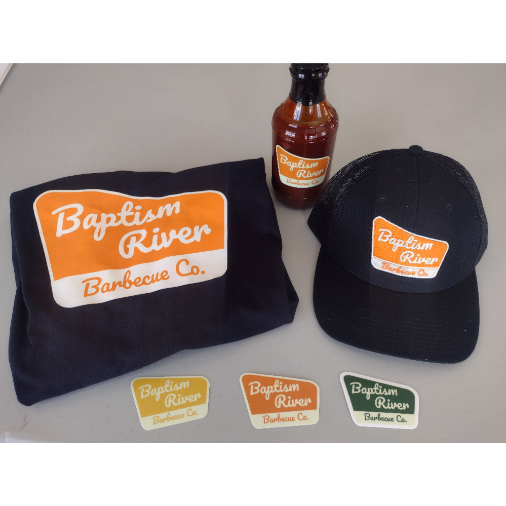 Baptism River Barbecue Co. T-shirt, Hat & Bottle of BBQ Sauce