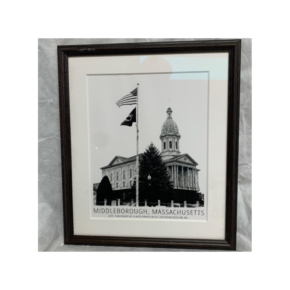 Framed and matted image of Middleboro Town Hall