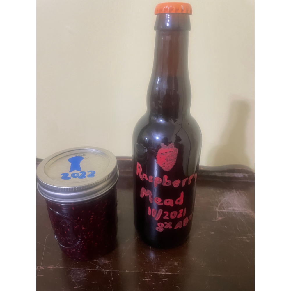State Fair blue ribbon raspberry jam and raspberry mead by Coach Rich