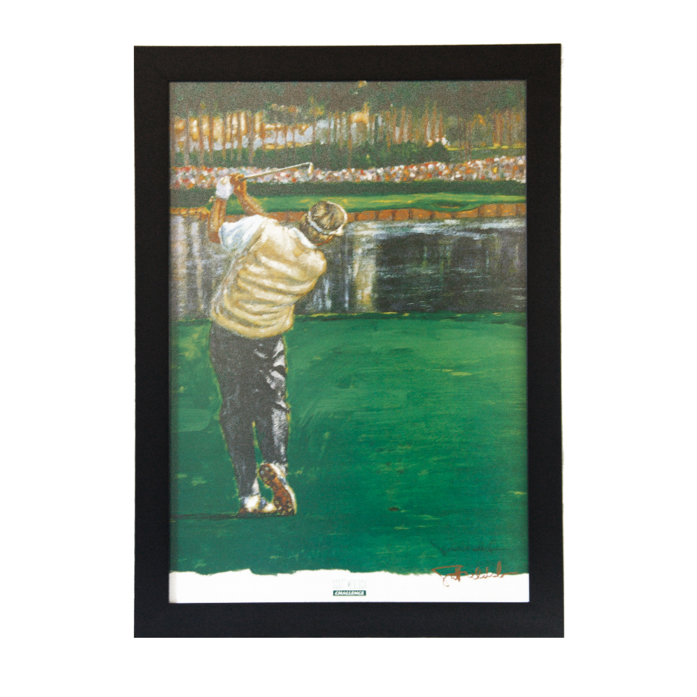 Hand Signed Framed Golf Poster - Artist Scott Medlock - Subject Jack Nicklaus - Title The Challenge