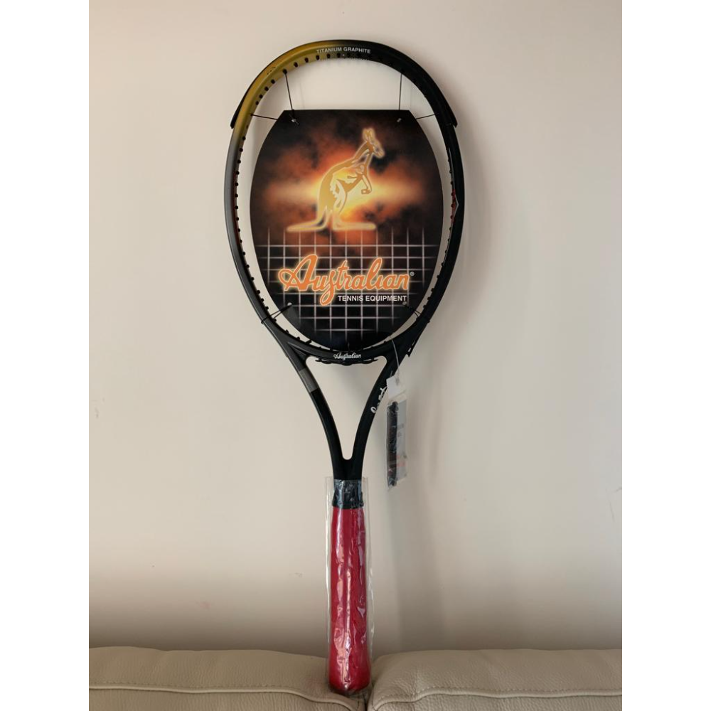 Old classic tennis racquet. Sample for a tennis wear company “The Australian"
