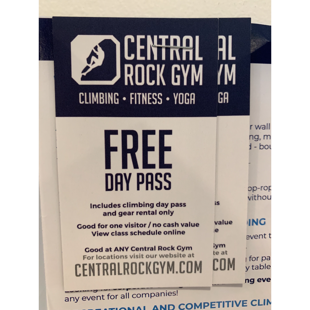 2 day passes to Central Rock Climbing Gym