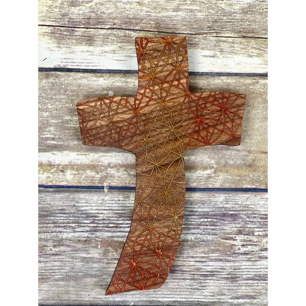 Orange Hand Painted Cross