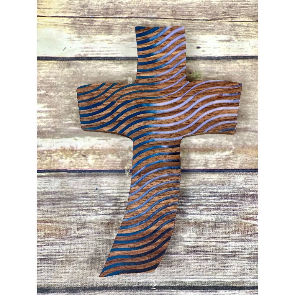 Blue Hand Painted Cross