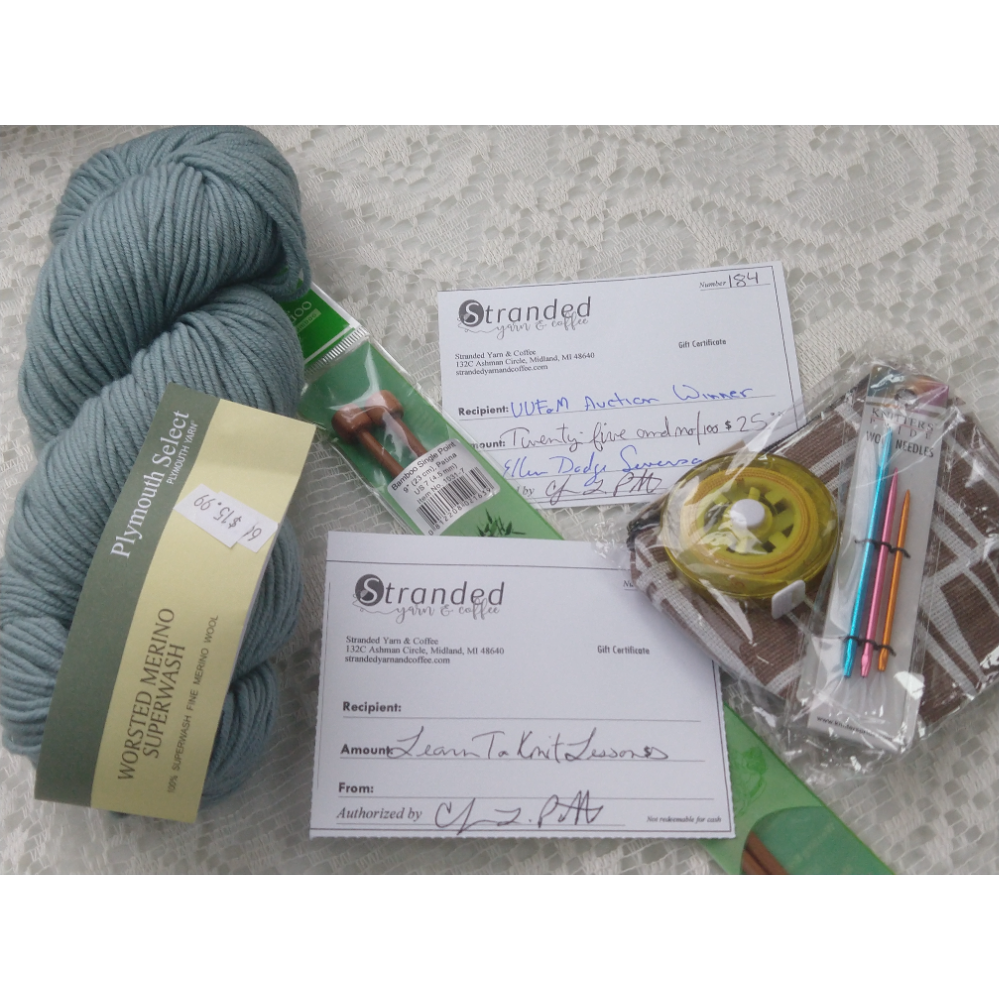 Bid Now: Knitting Lessons, Needles and Yarn!