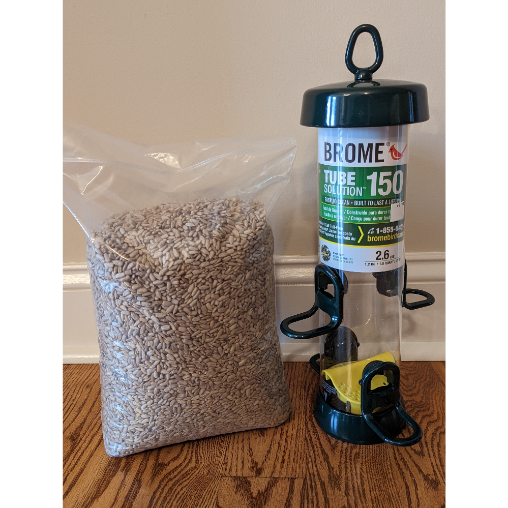 Brome 2.6 lb. Tube Feeder and 7 lbs. of Shelled Sunflower Seeds
