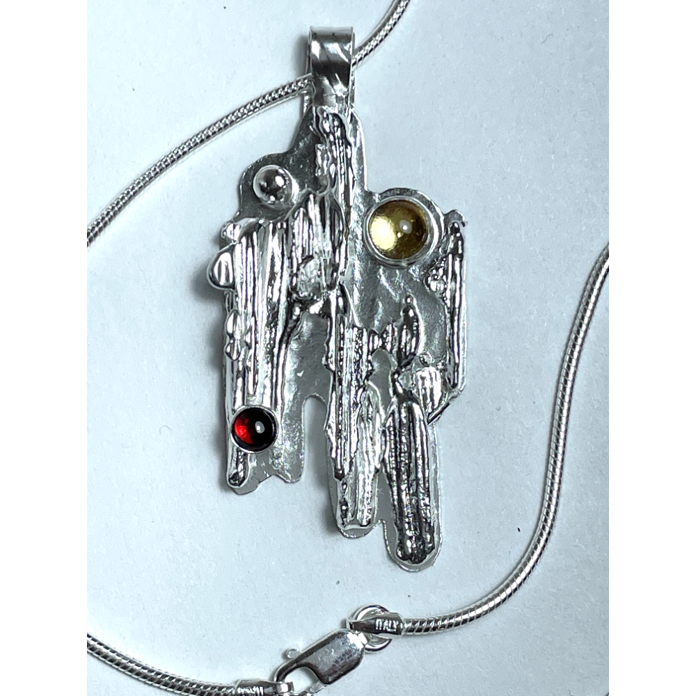 Sterling Pendant with Citrine and Garnet