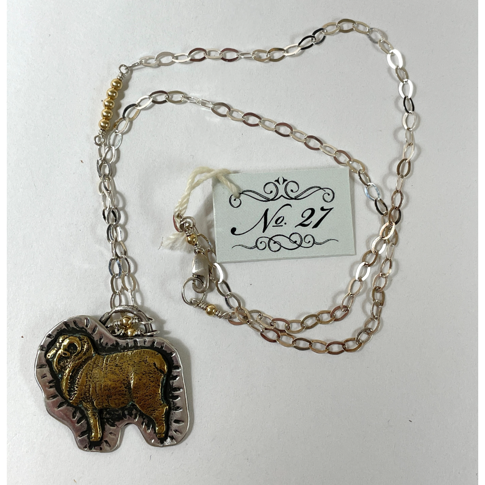Silver Necklace with Ram Pendant