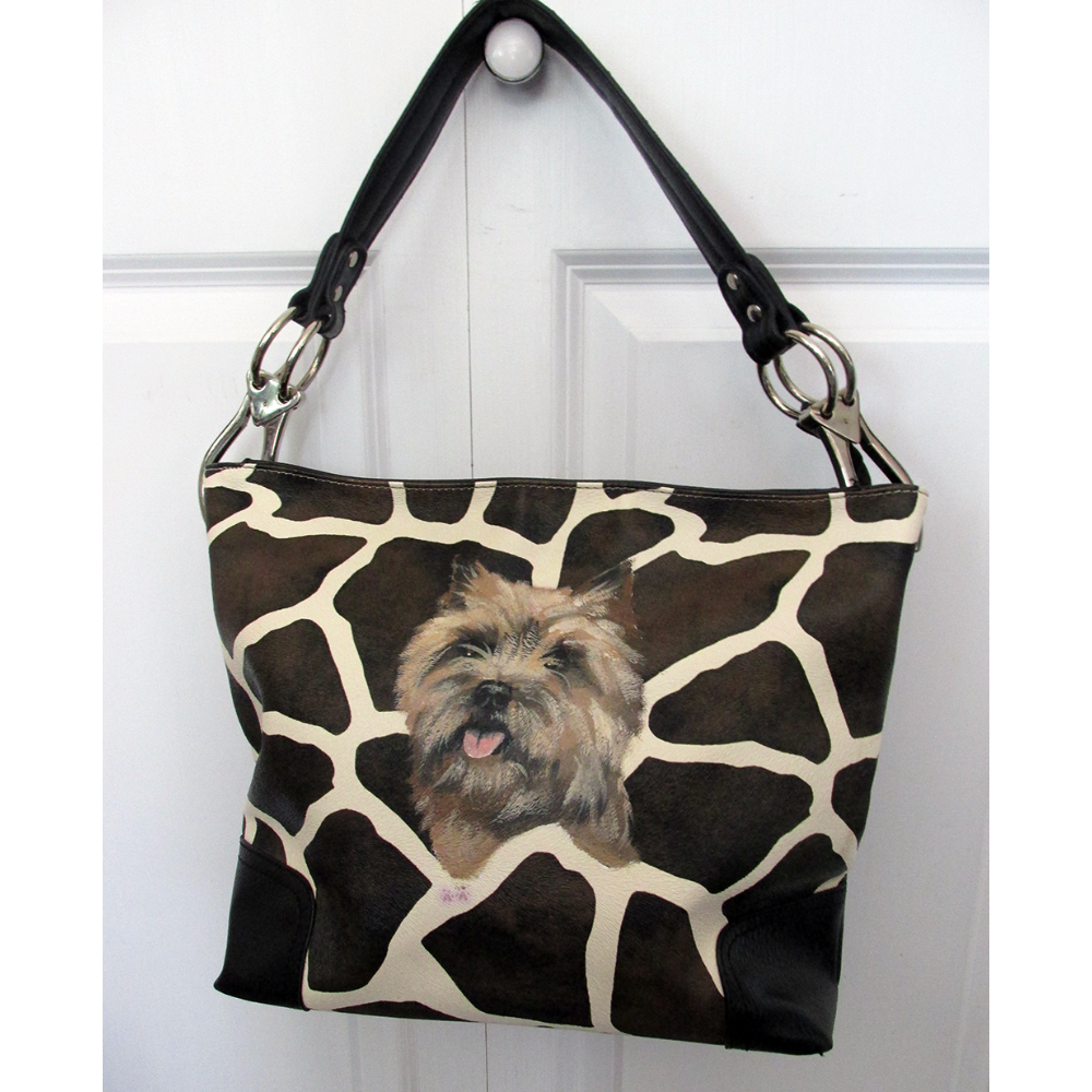 Leather Bag with Painted Cairn Terrier