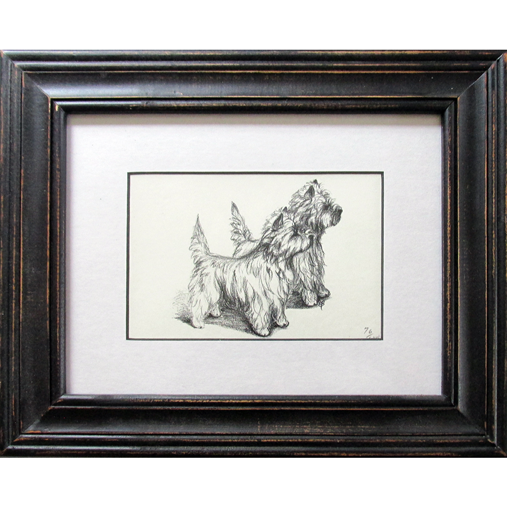 Drawing of Two Cairn Terriers by Buesing