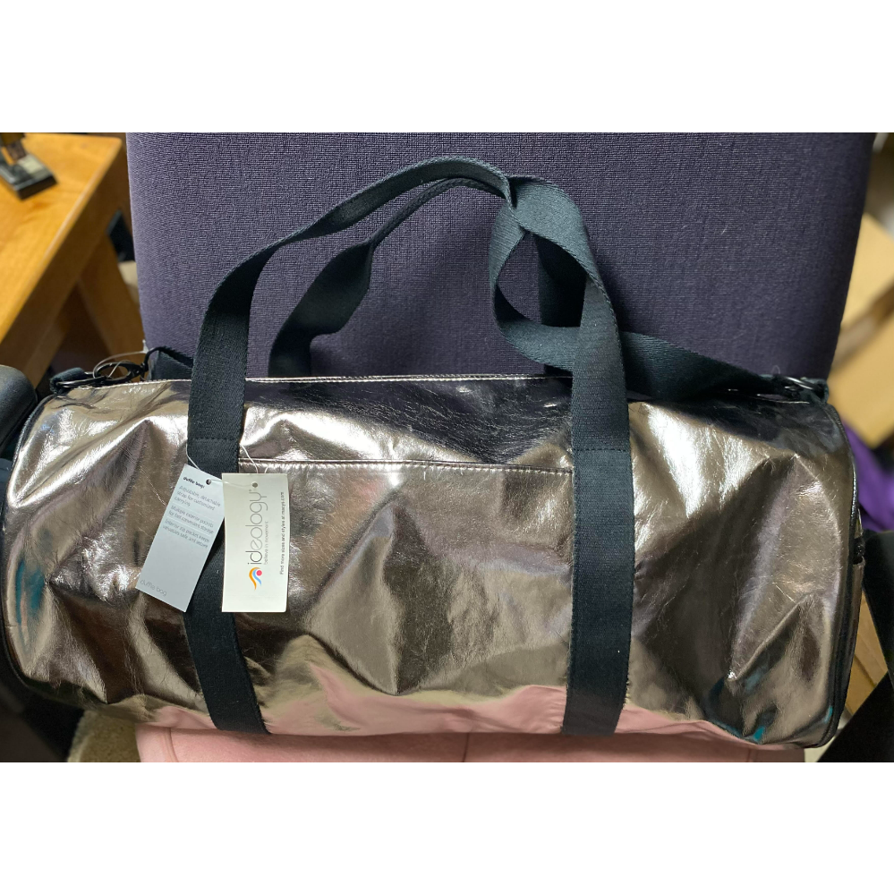 Ideology Shiny Silver Duffle Bag New