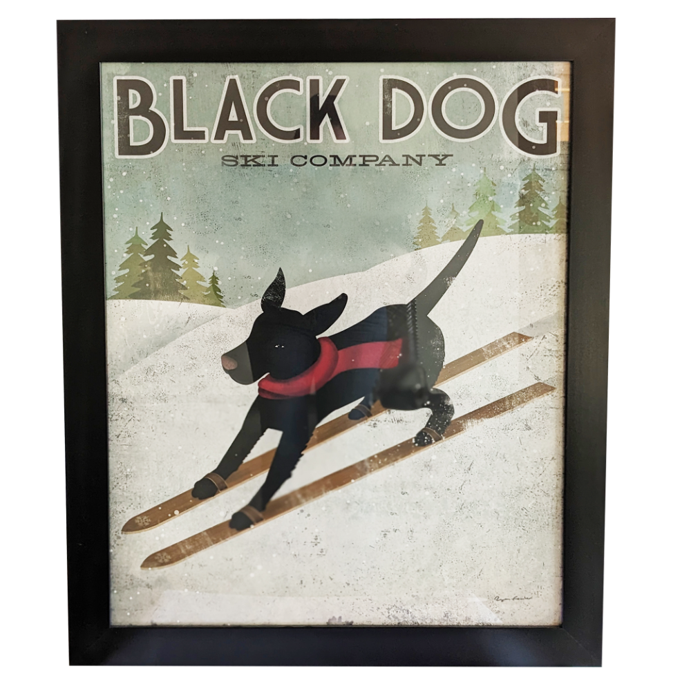 Black Dog Ski Photo with Frame