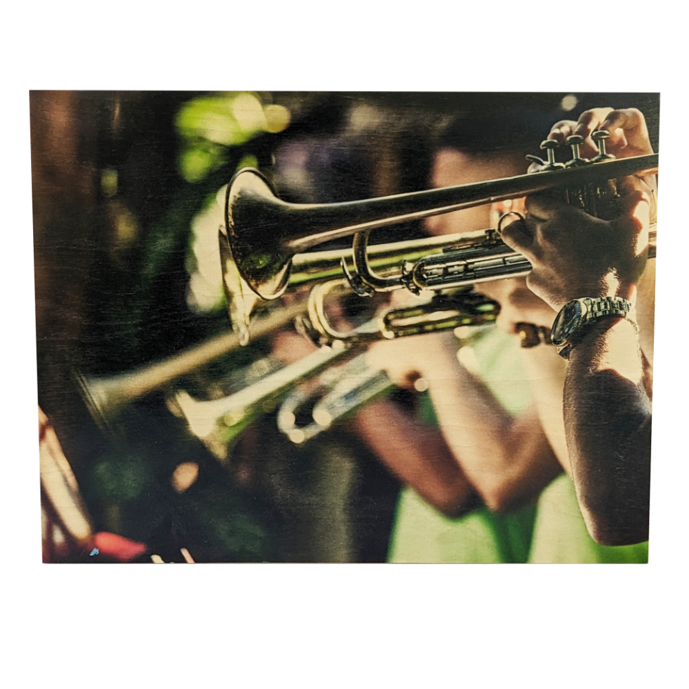 "Trumpets"  Photo printed on Birch Wood 14"W 11"H