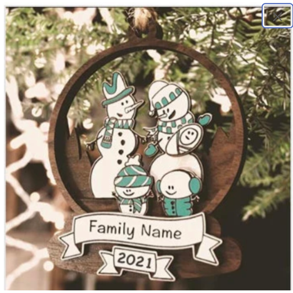 Three Custom Family Snow-person Ornaments