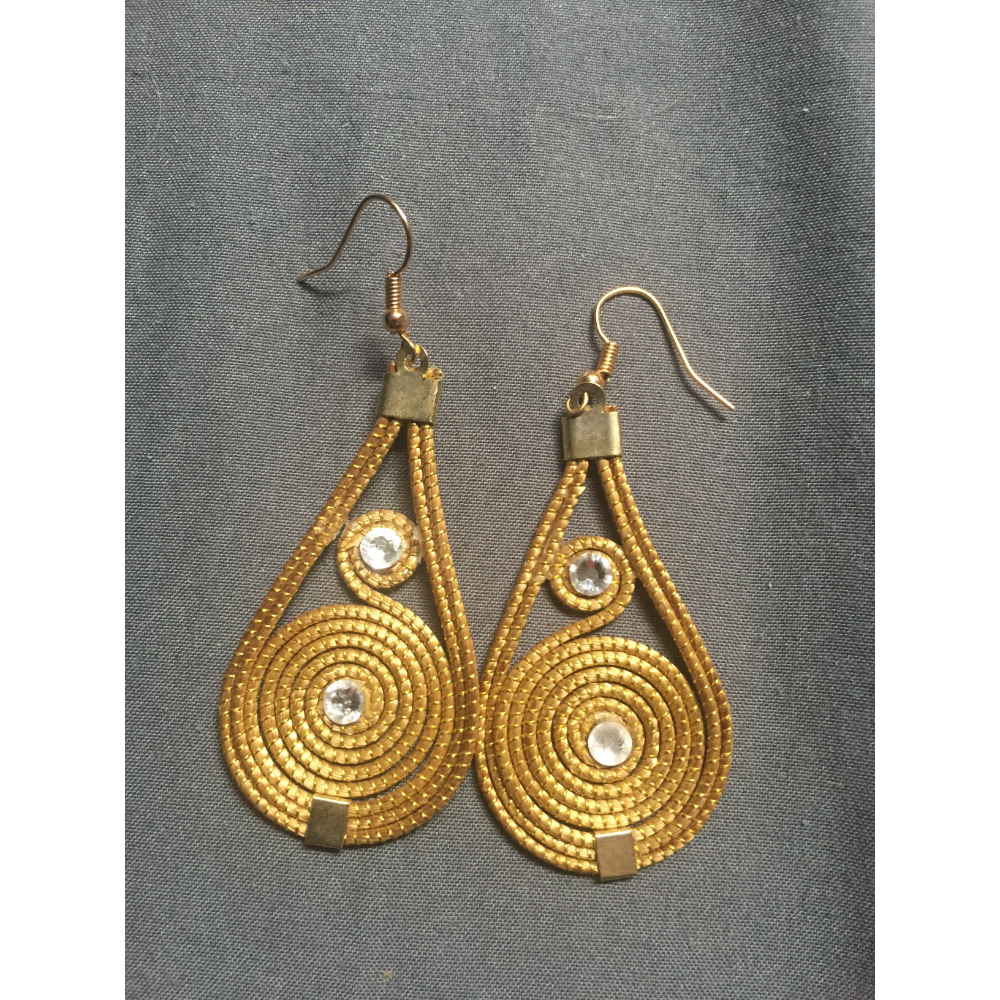 Golden Grass + Swarovski Crystal Earring