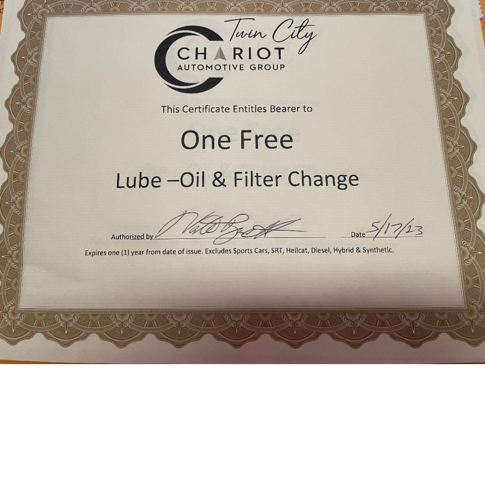 Twin City  Lube & Oil Filter Change