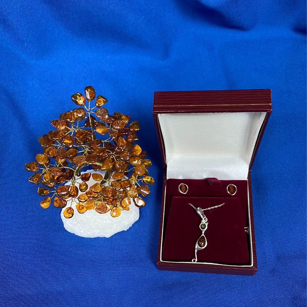 Amber Necklace, Earrings and Tree of Life