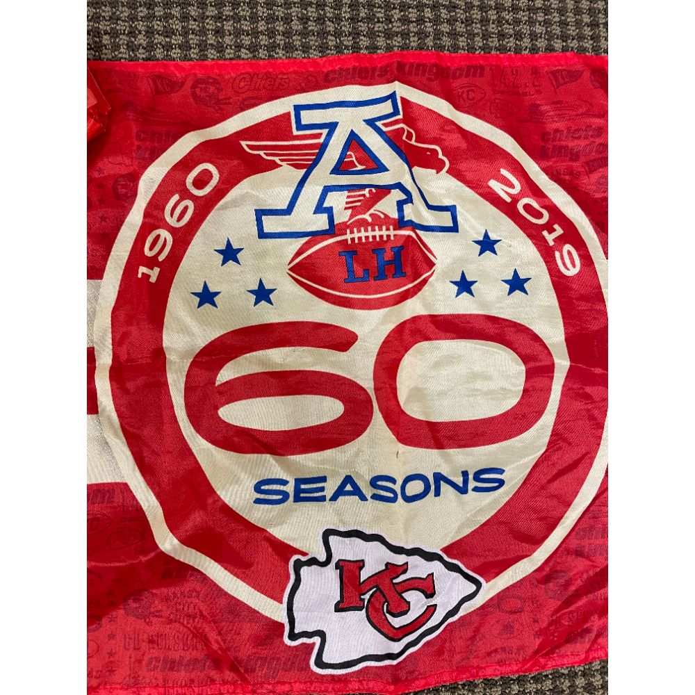 2019 Chiefs flag and 2020 AFC Championship game confetti 