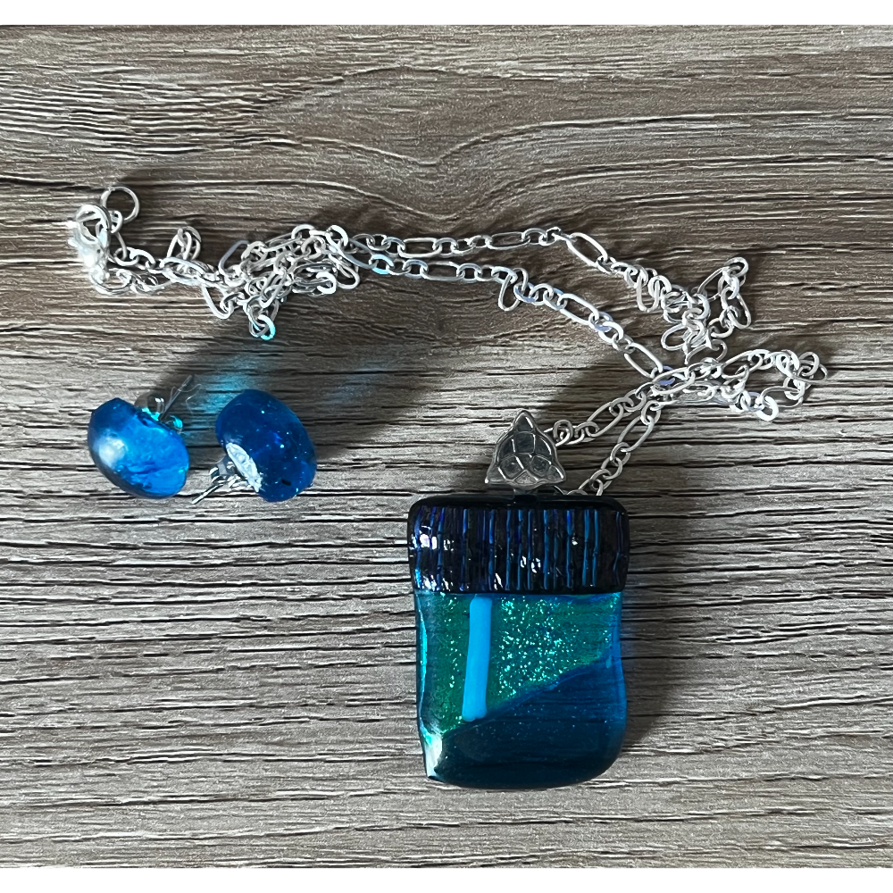 Fused glass necklace & earring set