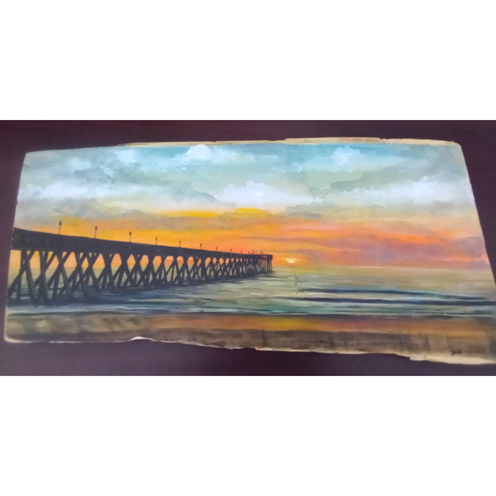 Live edge wood painting – 'Daybreak' by Dawn Nixon