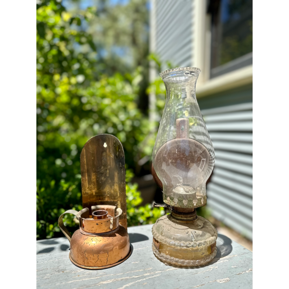 Antique Lamp and Candle Holder