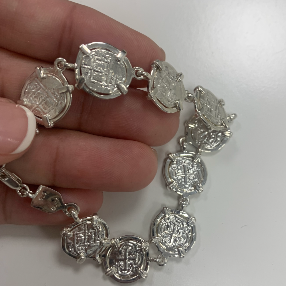 Atocha Re-creation Silver Coin mounted in a Sterling Silver Bracelet