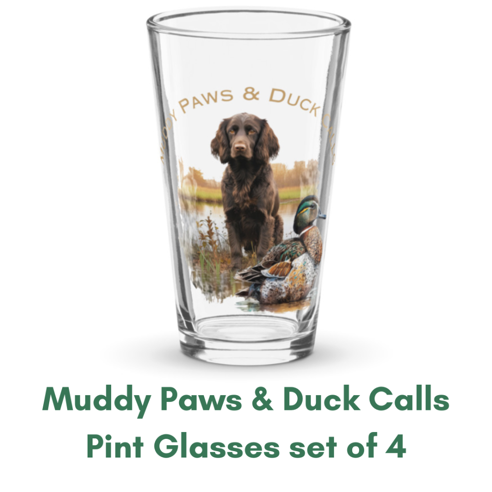 Set of 4 "Muddy Paws & Duck Calls" Pint Glasses