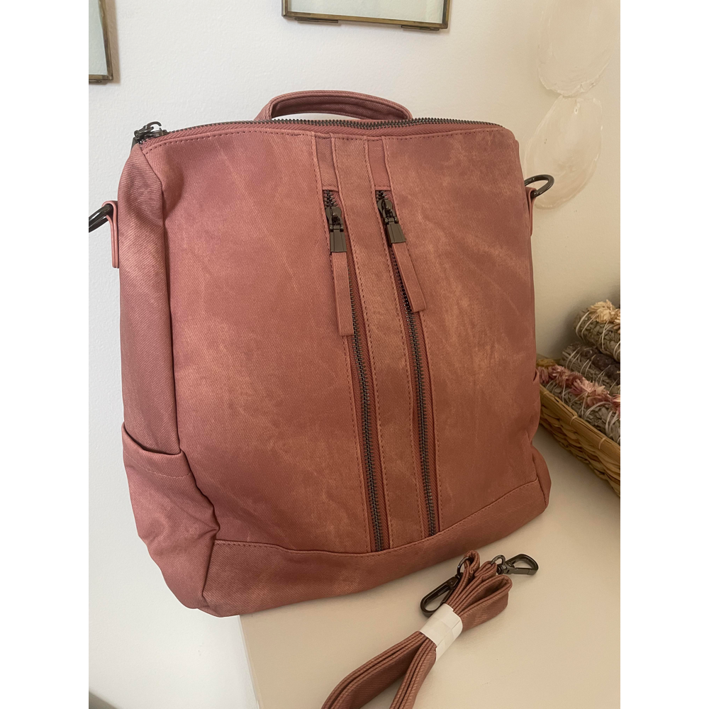 Cluchi Pink Faux Leather Backpack
