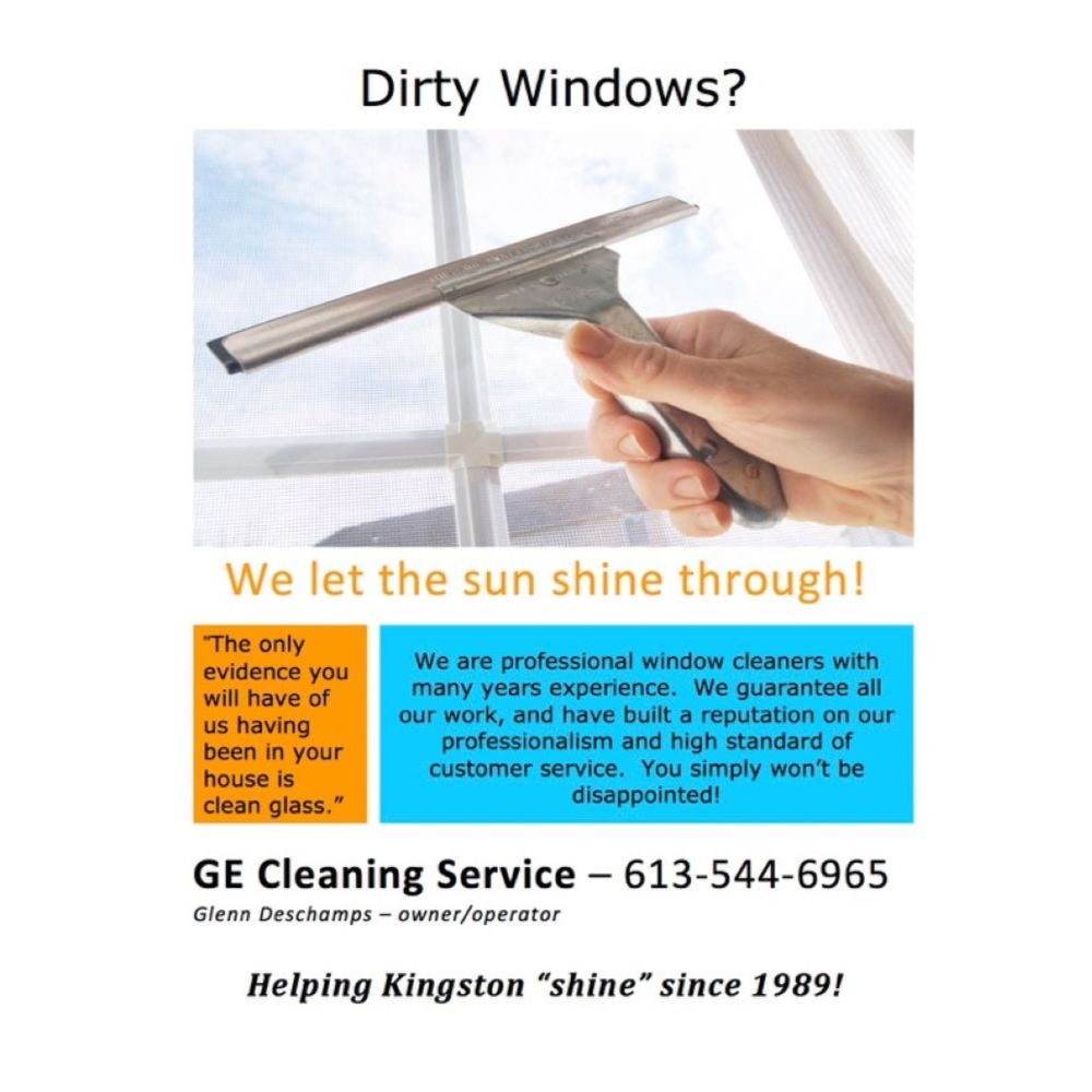 $100 Voucher towards a complete whole house interior and exterior window cleaning donated by G. E. Cleaning Services.