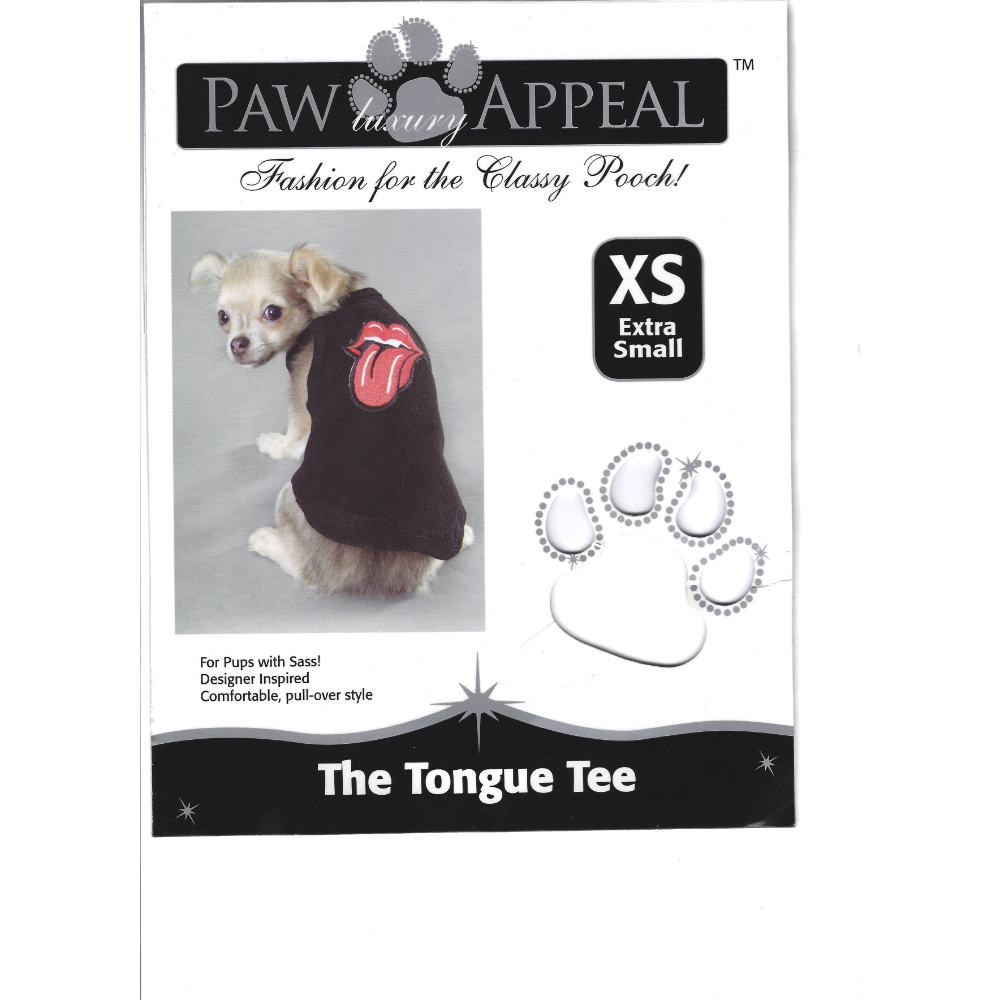 PAW APPEAL TONGUE TEE- XSMALL & BLACK FERRET SQEAK TOY
