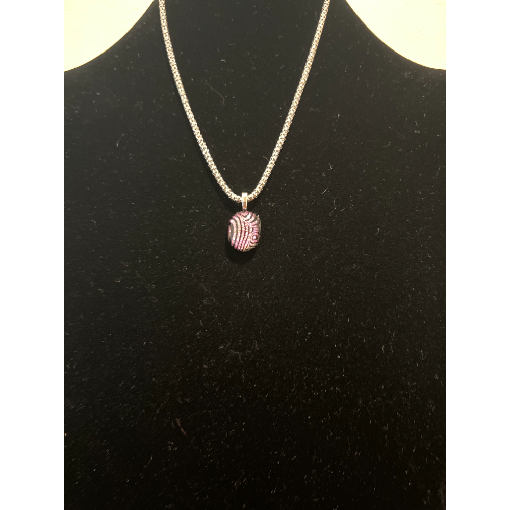 Black and Pink Silver Necklace