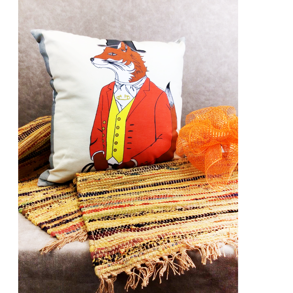 "Snooty Fox"  Pillow and Two  Autumn Rag Rugs 