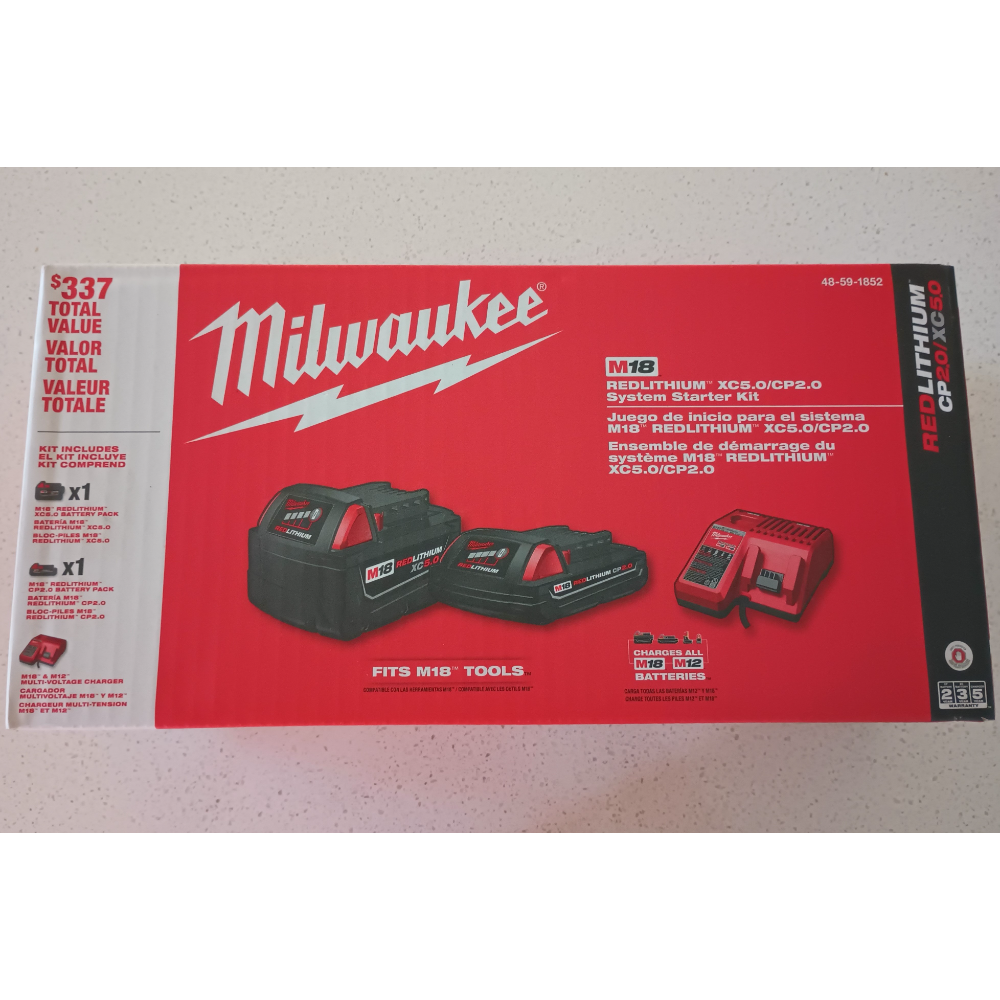 Milwaukee M18 FUEL 1/2” Hammer Drill Driver with Milwaukee M18 18-Volt Lithium Ion Starter Kit