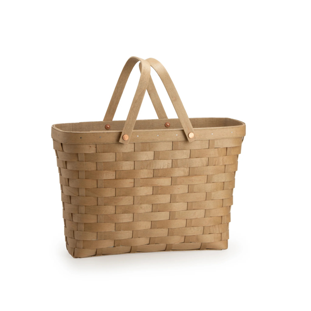 New Longaberger Handled Tote Woven Basket with Basket Protector