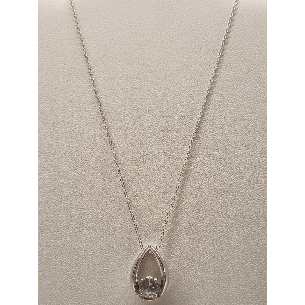 Helzberg Diamonds Sterling Silver & White Sapphire Teardrop Necklace