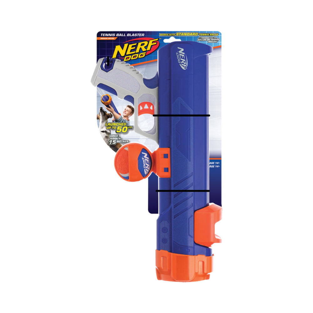 NERF  Tennis Ball Blaster Dog Toy Blue/Orange, 16 Inch Compact Blaster with 1 Ball
