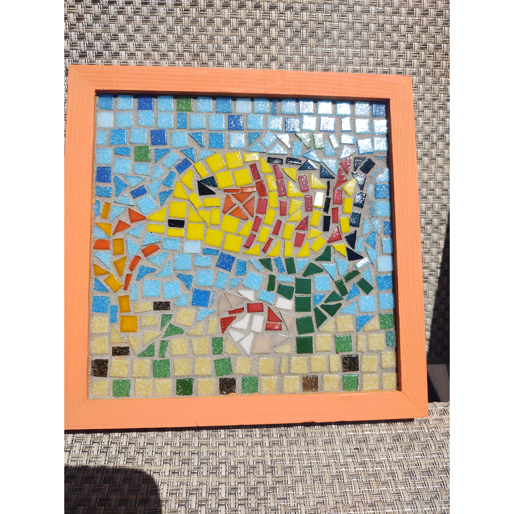 2 Fish Mosaics - Red & Yellow Fish