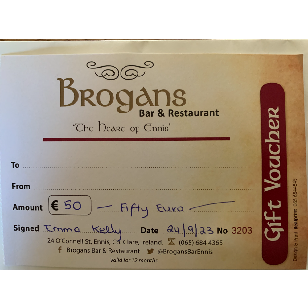 €50 Voucher for Brogan's Bar and Restaurant