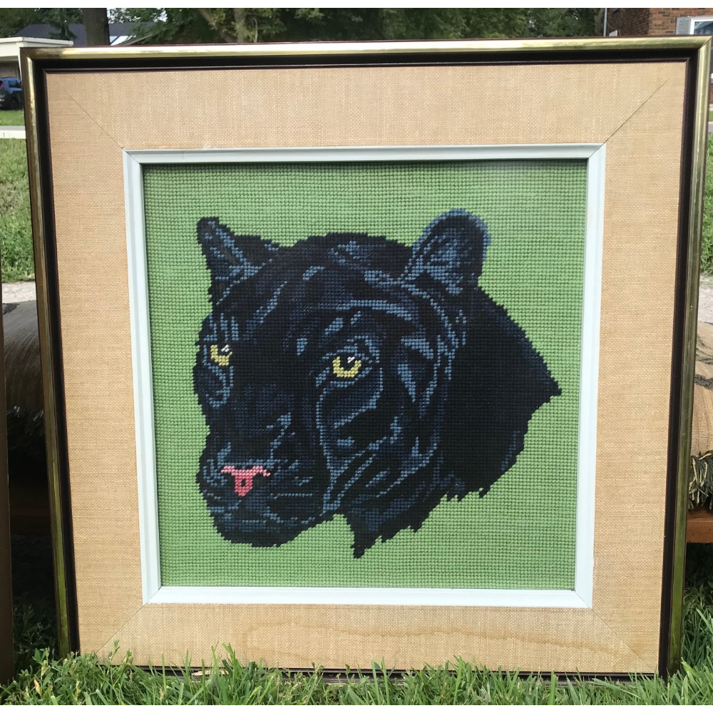 KNIT PAINTING of Panther
