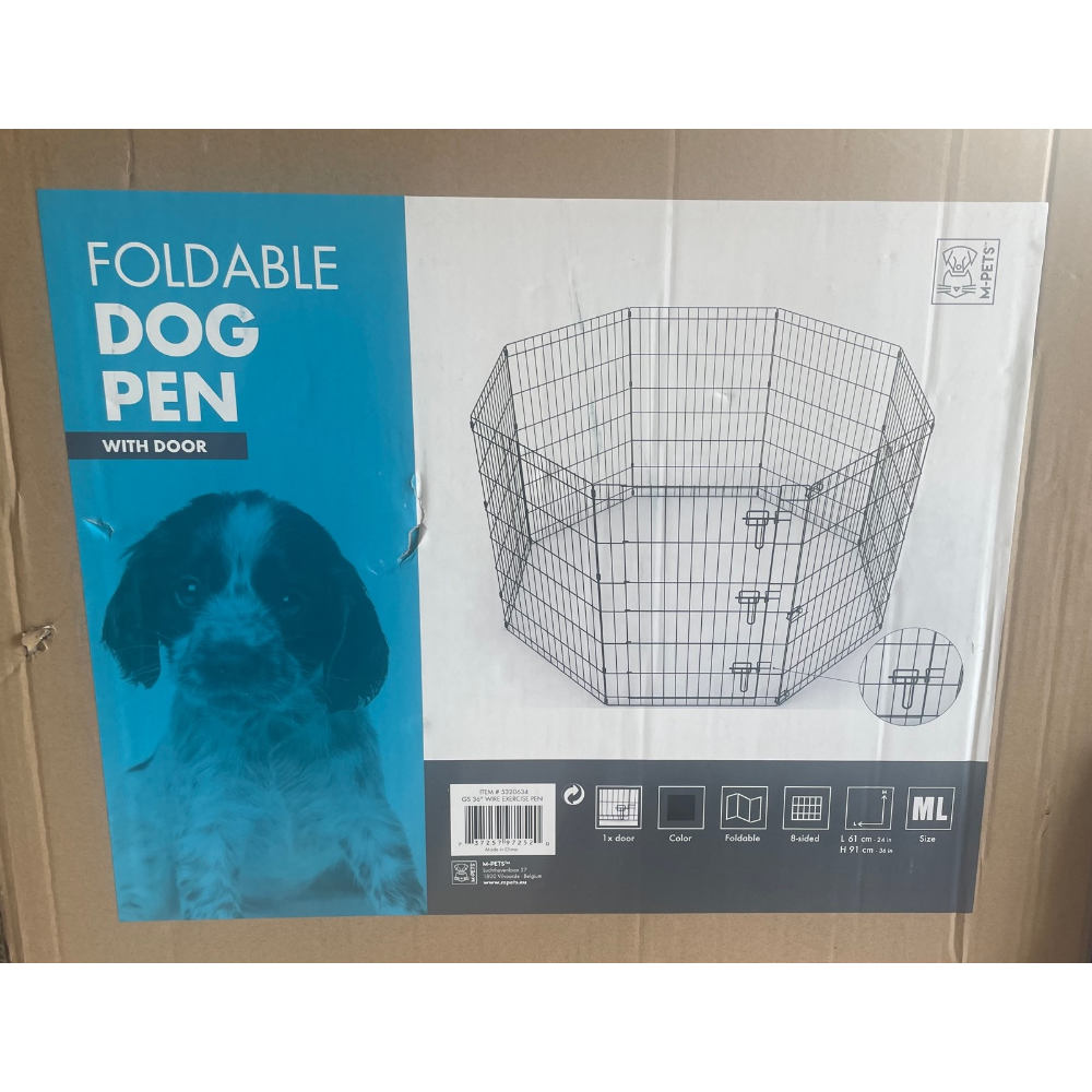 MPETS Puppy Playpen  Pen with Door 8x(62x91) cm Foldable 