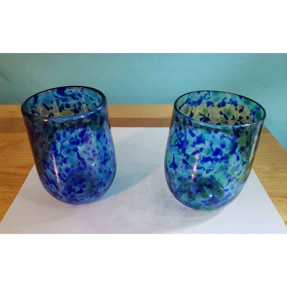 Set of 2 Hand Blown Glass Tumblers