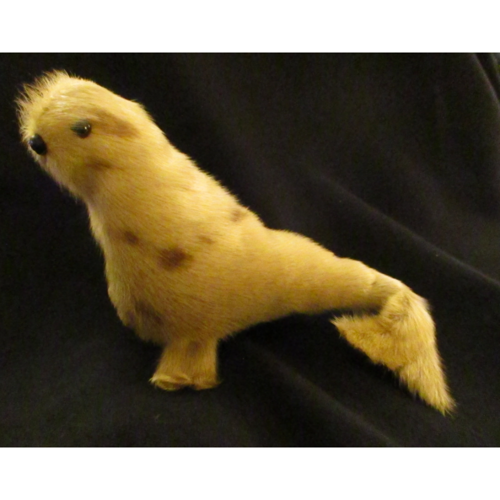 Seal souvenir toy/sculpture made with real seal skin vintage --7 1/2 inches