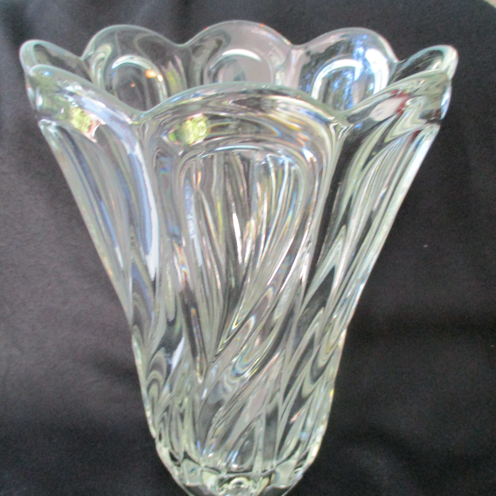 Crystal swirl vase from Norway, mid-century