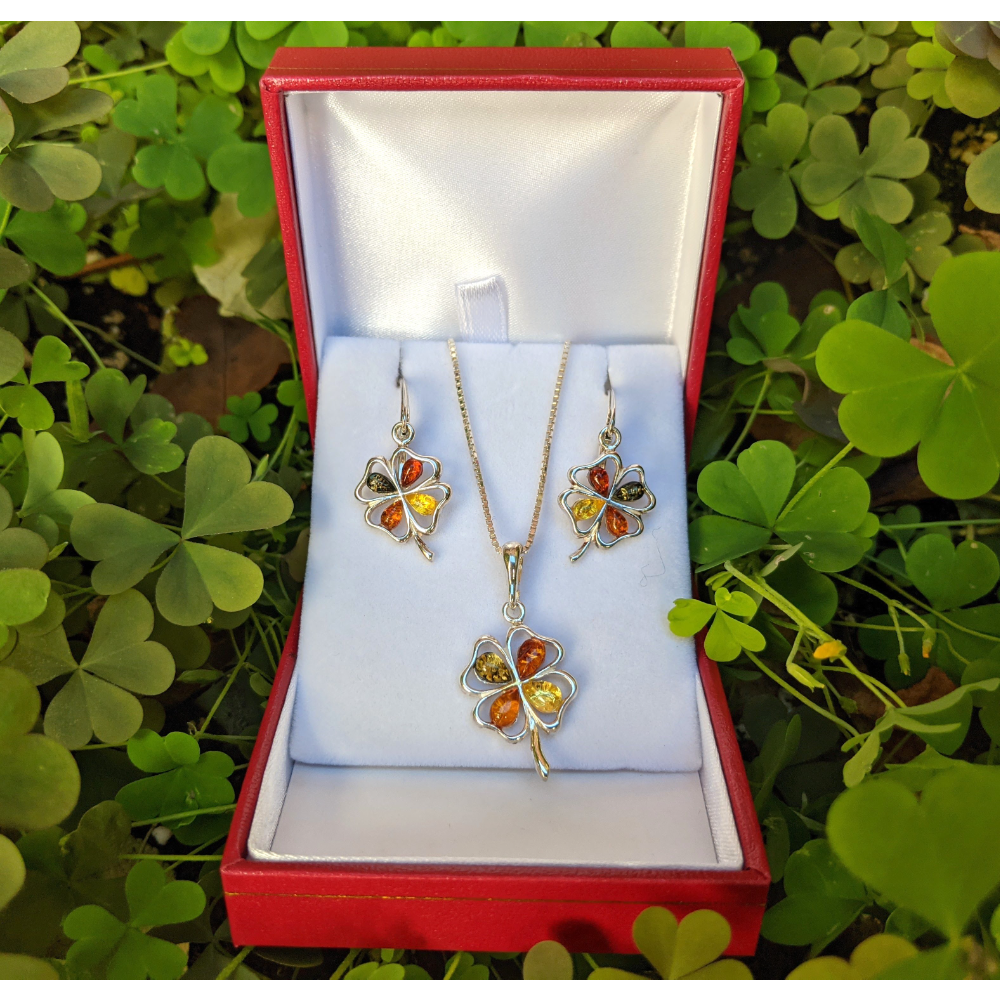 Amber and Sterling Silver Earrings and Pendant Set donated by the Amber Room