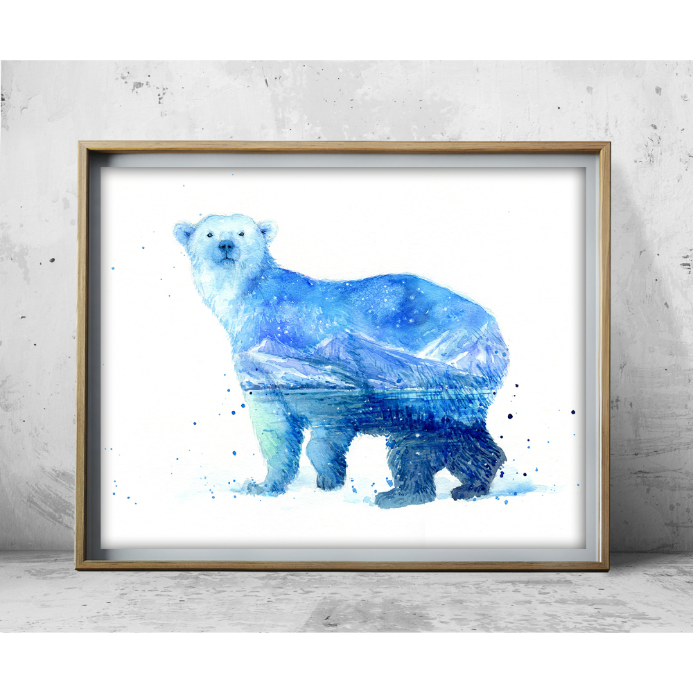 "Queen of the Arctic" Polar Bear watercolour art-print by Elena Markelova