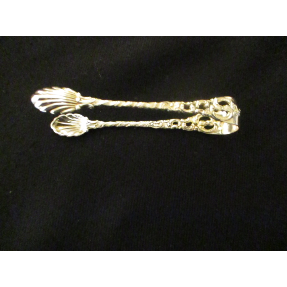 Silver sugar tongs by Magnus Aase, silversmith in Bergen, Norway, 830 silver