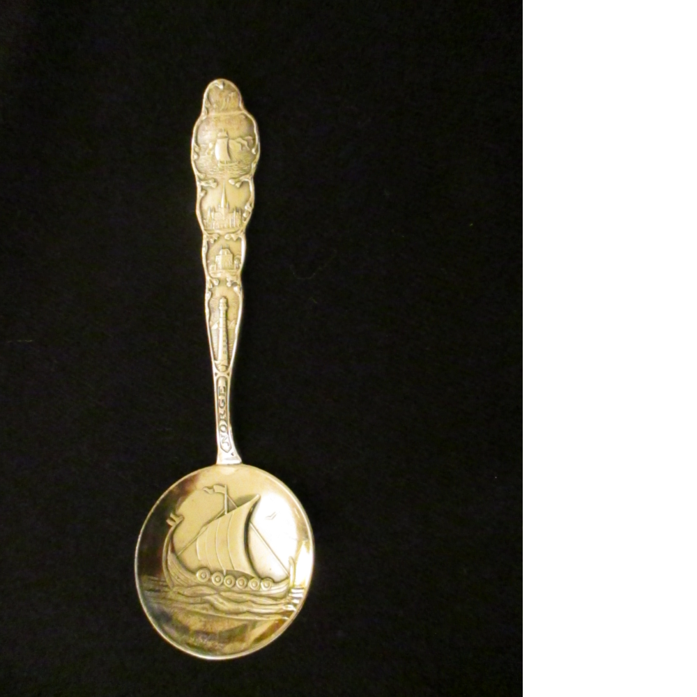 Vintage Viking ship Norge souvenir spoon--ny sølv 60 grams 